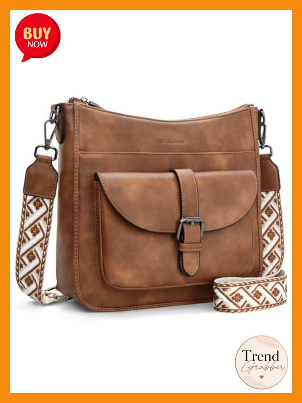 Anti-Theft Faux Leather Hobo Crossbody Bag with Zipper Safety
